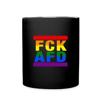 FCK AFD - Zeichen setzen gegen Rechts, Gegen Nazis - Tasse einfarbig - Schwarz - Vorne