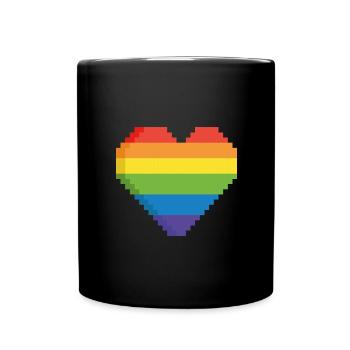 Pixel Heart, Love, Rainbow, Gay, Pride - Mug uni - noir - Devant