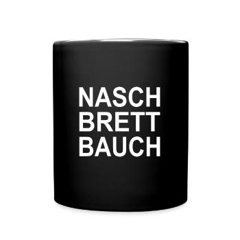 Lustige Sprüche Naschbrettbauch Geschenkidee - Tasse einfarbig - Schwarz - Vorne