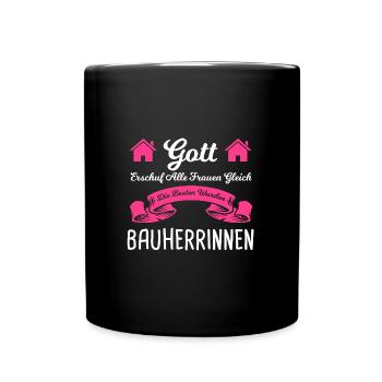 Bauherrin Bauherr Hausbau Geschenk - Tasse einfarbig - Schwarz - Vorne