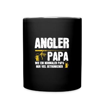 Angler Papa Angeln Fischen Geschenk - Tasse einfarbig - Schwarz - Vorne