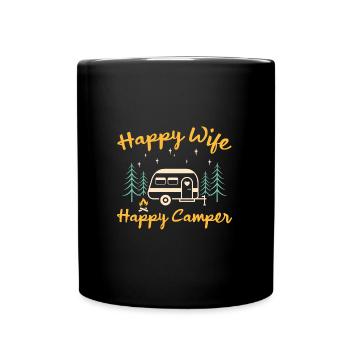 Camping Caravan Motorhome Campsite - Full Colour Mug - black - Front