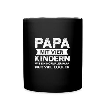 Papa 4 Kinder Papas Geschenk - Tasse einfarbig - Schwarz - Vorne