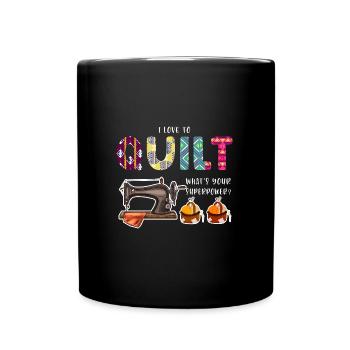 Quilten Quilten Quilting Maschine Geschenk - Tasse einfarbig - Schwarz - Vorne