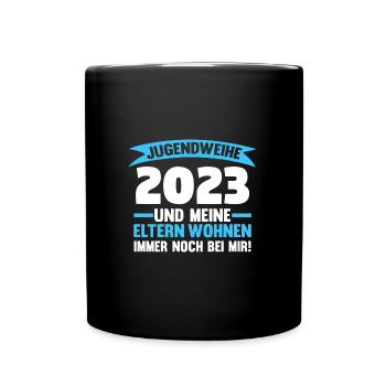 Jugendweihe Party Geschenk - Tasse einfarbig - Schwarz - Vorne