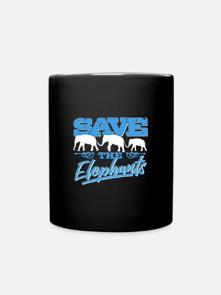 Save the Elephants - Elephant Africa Nature Climate - Full Colour Mug - black