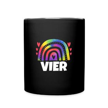 3.Geburtstag Regenbogen 3 Jahre alt Geschenk - Tasse einfarbig - Schwarz - Vorne