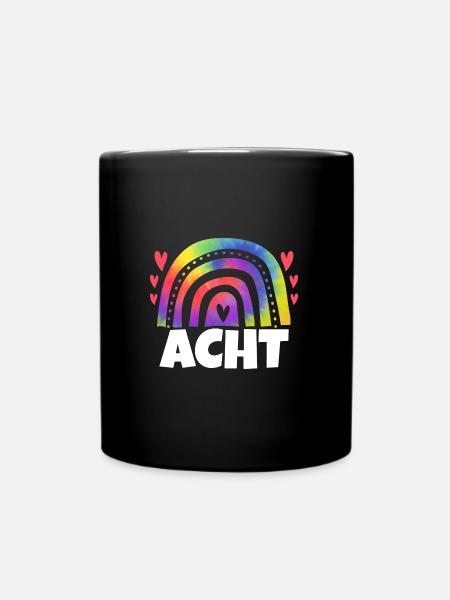 7.Geburtstag Regenbogen 7 Jahre alt Geschenk - Tasse einfarbig - Schwarz