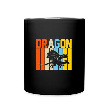 Drache Retro-Design Drache Geschenk - Tasse einfarbig - Schwarz - Vorne