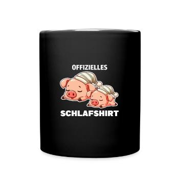 Schlafshirt Schwein Schlafanzug Geschenk - Tasse einfarbig - Schwarz - Vorne