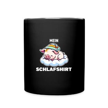 Schlafshirt Schwein Schlafanzug Geschenk - Tasse einfarbig - Schwarz - Vorne