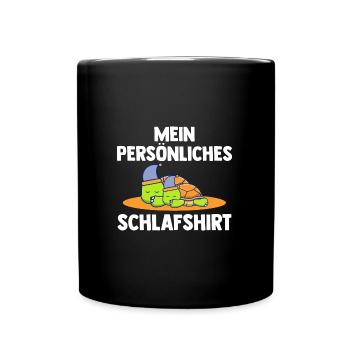 Schlafshirt Schildkröte Schlafanzug Geschenk - Tasse einfarbig - Schwarz - Vorne