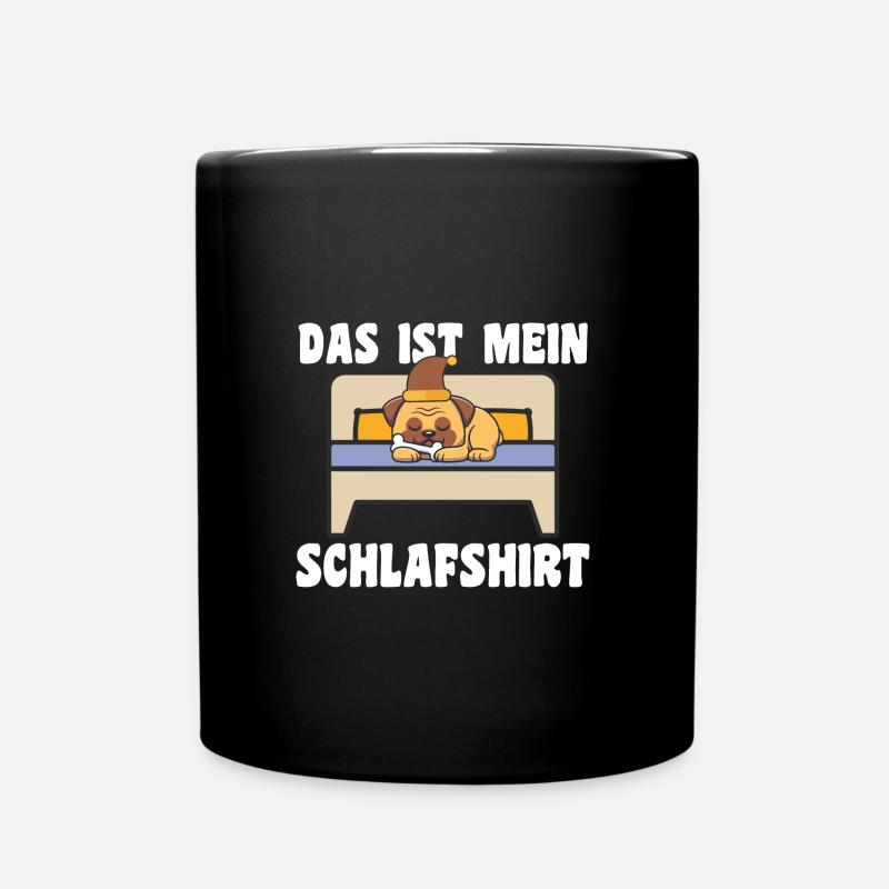 Schlafanzug Mops Pyjama Geschenk - Tasse einfarbig - Schwarz