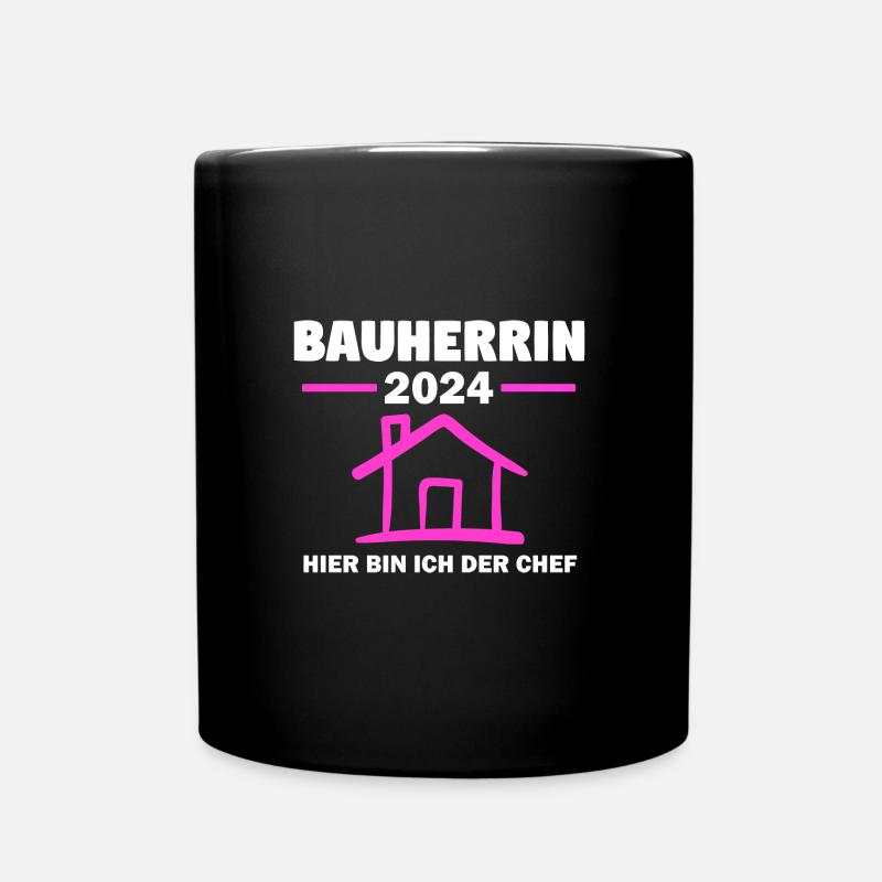 Bauherrin 2024 Hausbau Richtfest Geschenk - Tasse einfarbig - Schwarz