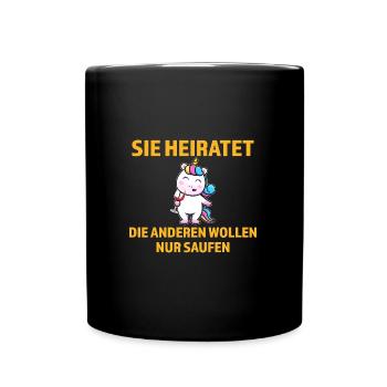 Junggesellenabschied Braut Einhorn Geschenk - Tasse einfarbig - Schwarz - Vorne