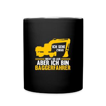 Bagger Fahrer Bagger Bauen Geschenk - Tasse einfarbig - Schwarz - Vorne