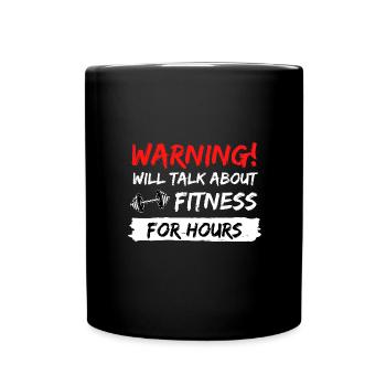 about fitness gym talk gift idea saying - Full Colour Mug - black - Front