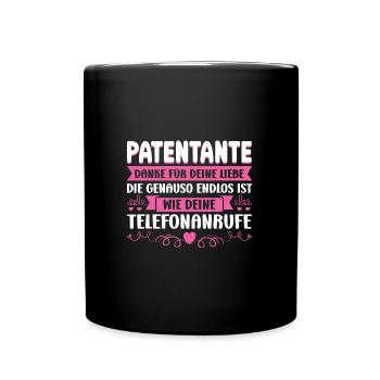 Patentante Taufe Taufpatin Geschenk - Tasse einfarbig - Schwarz - Vorne