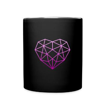 Rosa Herz Mutter Muttertag Geschenk Geometrie - Tasse einfarbig - Schwarz - Vorne