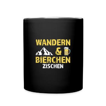Wandern Bier Wanderer Geschenk - Tasse einfarbig - Schwarz - Vorne