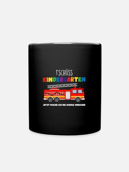 Schulkind Feuerwehr Schulbeginn Geschenk - Tasse einfarbig - Schwarz