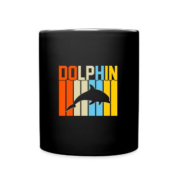 Delphin Retro-Design Delphin Geschenk - Tasse einfarbig - Schwarz - Vorne
