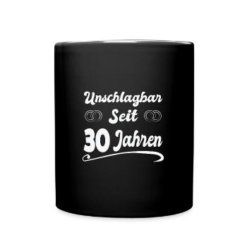 30 Jahre Ehe Ehepaar Perlen-Hochzeit Geschenk - Tasse einfarbig - Schwarz - Vorne