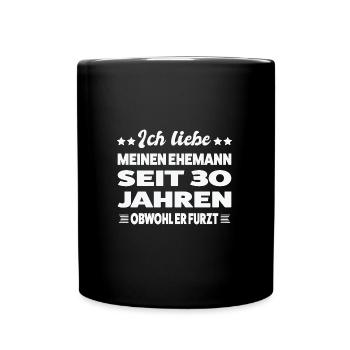 30 Jahre Ehe Ehefrau Perlen-Hochzeit Geschenk - Tasse einfarbig - Schwarz - Vorne