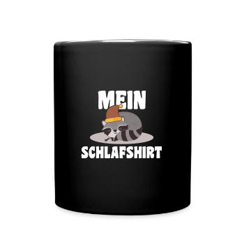 Schlafanzug Waschbär Schlafshirt Geschenk - Tasse einfarbig - Schwarz - Vorne
