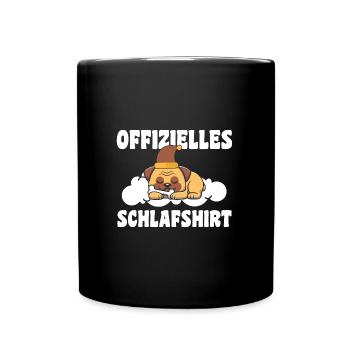 Schlafanzug Mops Schlafshirt Geschenk - Tasse einfarbig - Schwarz - Vorne