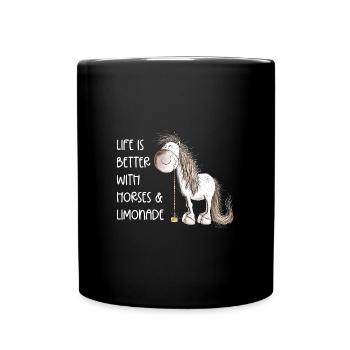 I Just Really Like Horses And Limonade - Tasse einfarbig - Schwarz - Vorne