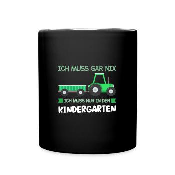 Kindergarten Traktor Kita-Kind Geschenk - Tasse einfarbig - Schwarz - Vorne