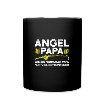 Angler Papa Angeln Geschenk - Tasse einfarbig - Schwarz - Vorne