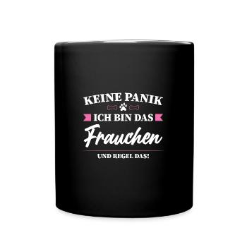 Frauchen Hund Hundebesitzerin Geschenk - Tasse einfarbig - Schwarz - Vorne
