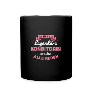 Backwarenverkäuferin Gebäck Konditorei Konditorin - Tasse einfarbig - Schwarz - Vorne