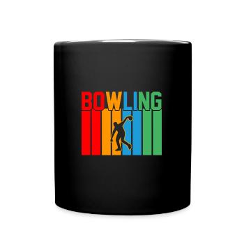 Bowling Retro Design Bowling Geschenk - Tasse einfarbig - Schwarz - Vorne