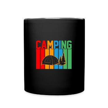 Camping Retro-Design Camping Geschenk - Tasse einfarbig - Schwarz - Vorne