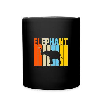 Elefant Retro-Design Elefantengeschenk - Tasse einfarbig - Schwarz - Vorne