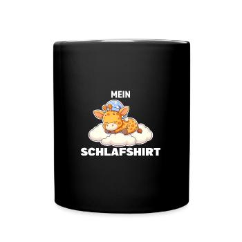 Schlafshirt Giraffe Schlafanzug Geschenk - Tasse einfarbig - Schwarz - Vorne