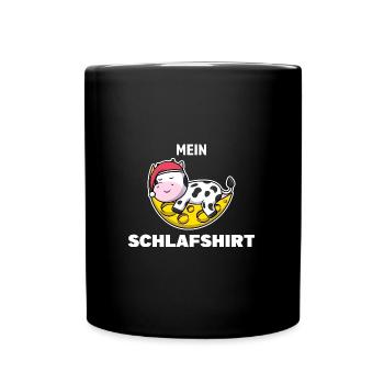 Schlafshirt Kuh Schlafanzug Geschenk - Tasse einfarbig - Schwarz - Vorne