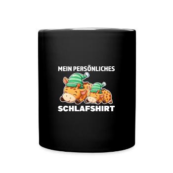 Schlafshirt Giraffe Schlafanzug Geschenk - Tasse einfarbig - Schwarz - Vorne