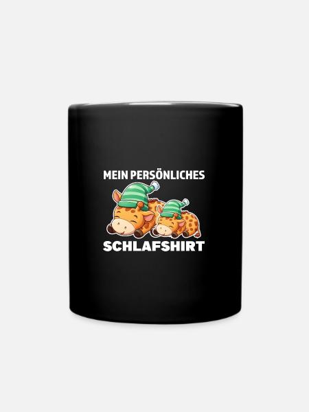Schlafshirt Giraffe Schlafanzug Geschenk - Tasse einfarbig - Schwarz