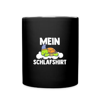Schlafshirt Schildkröte Schlafanzug Geschenk - Tasse einfarbig - Schwarz - Vorne
