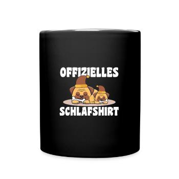 Schlafanzug Mops Schlafshirt Geschenk - Tasse einfarbig - Schwarz - Vorne