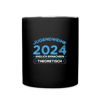 Jugendweihe 2024 Jugend Konfirmation Geschenk - Tasse einfarbig - Schwarz - Vorne