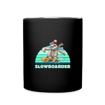 Faultier Snowboard Slowboarder Retro Wintersport - Tasse einfarbig - Schwarz - Vorne