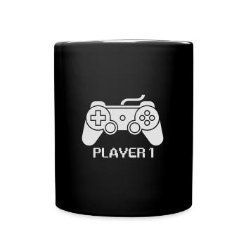 player 1 game couple - Full Colour Mug - black - Front