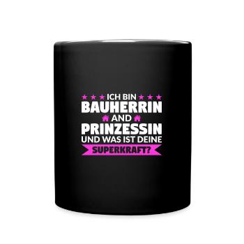 Bauherrin Bauherr Bauherrinnen Geschenk - Tasse einfarbig - Schwarz - Vorne
