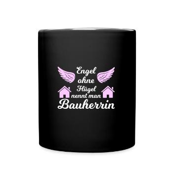 Bauherrin Bauherr Bauherrinnen Geschenk - Tasse einfarbig - Schwarz - Vorne