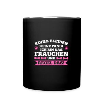 Frauchen Hund Hundehalterin Geschenk - Tasse einfarbig - Schwarz - Vorne